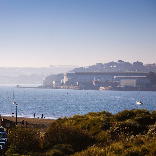 View across the sea to Appledore Shipyard