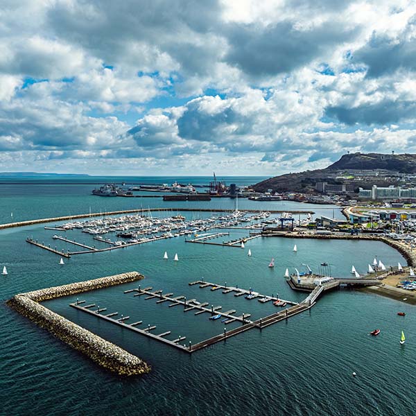 View of a Dorset seafront from the sky